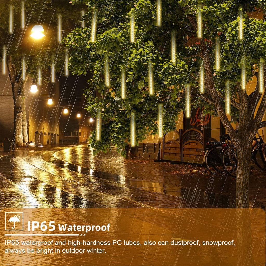 Christmas Lights, Meteor Shower Icicle String Lights, 18 Inches 10 Tubes 360 LED Christmas Lights Outdoor Dropping Lights, Hanging Falling Rain Lights Holiday Christmas Tree Lights, Warm White