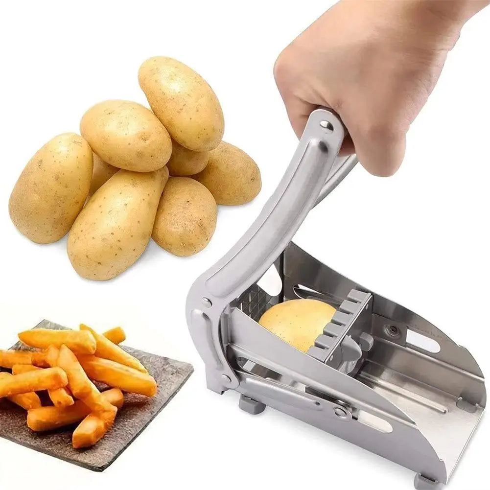 Stainless Steel Manual French Fries Slicer 1Pc Multi Blade Dicer Non Slip Base for Kitchen Potato Cucumber Meat Chopper Tool