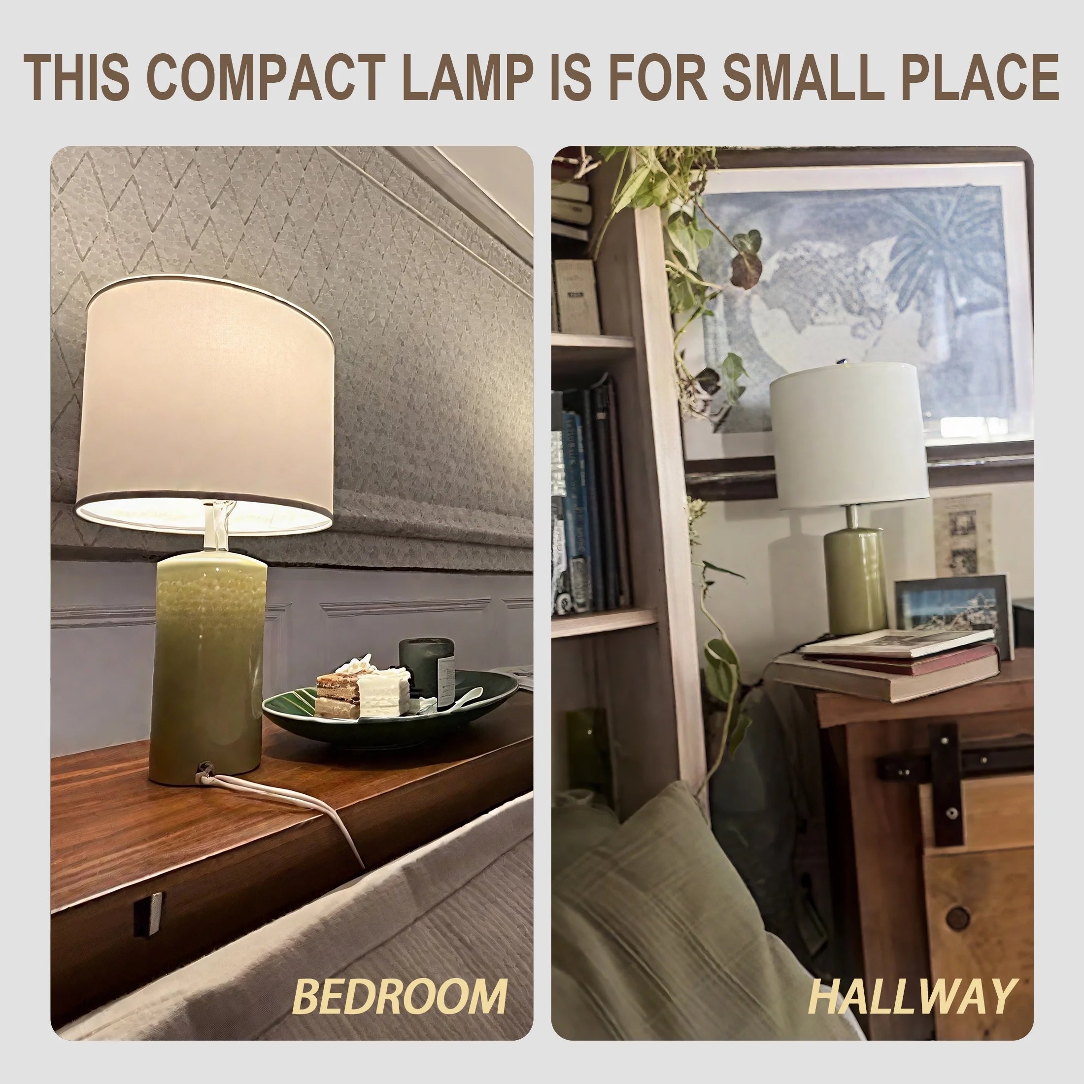 Modern Table Lamp Set of 2 for Living Room 20.25" Farmhouse Green Ceramic Bedside Nightstand Lamps for Bedroom