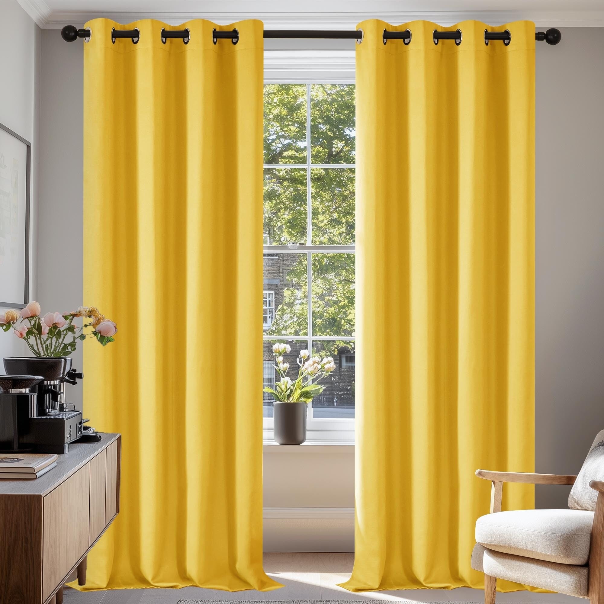 Grommet Living Room Room Darkening Curtains (2 Panel)
