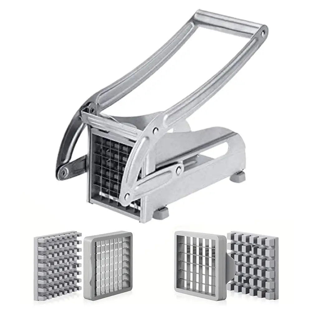 Stainless Steel Manual French Fries Slicer 1Pc Multi Blade Dicer Non Slip Base for Kitchen Potato Cucumber Meat Chopper Tool