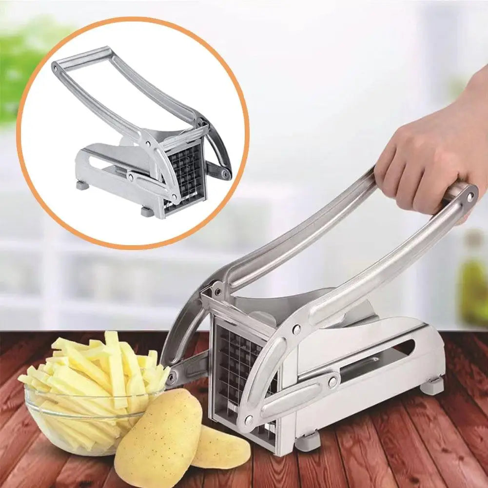 Stainless Steel Manual French Fries Slicer 1Pc Multi Blade Dicer Non Slip Base for Kitchen Potato Cucumber Meat Chopper Tool