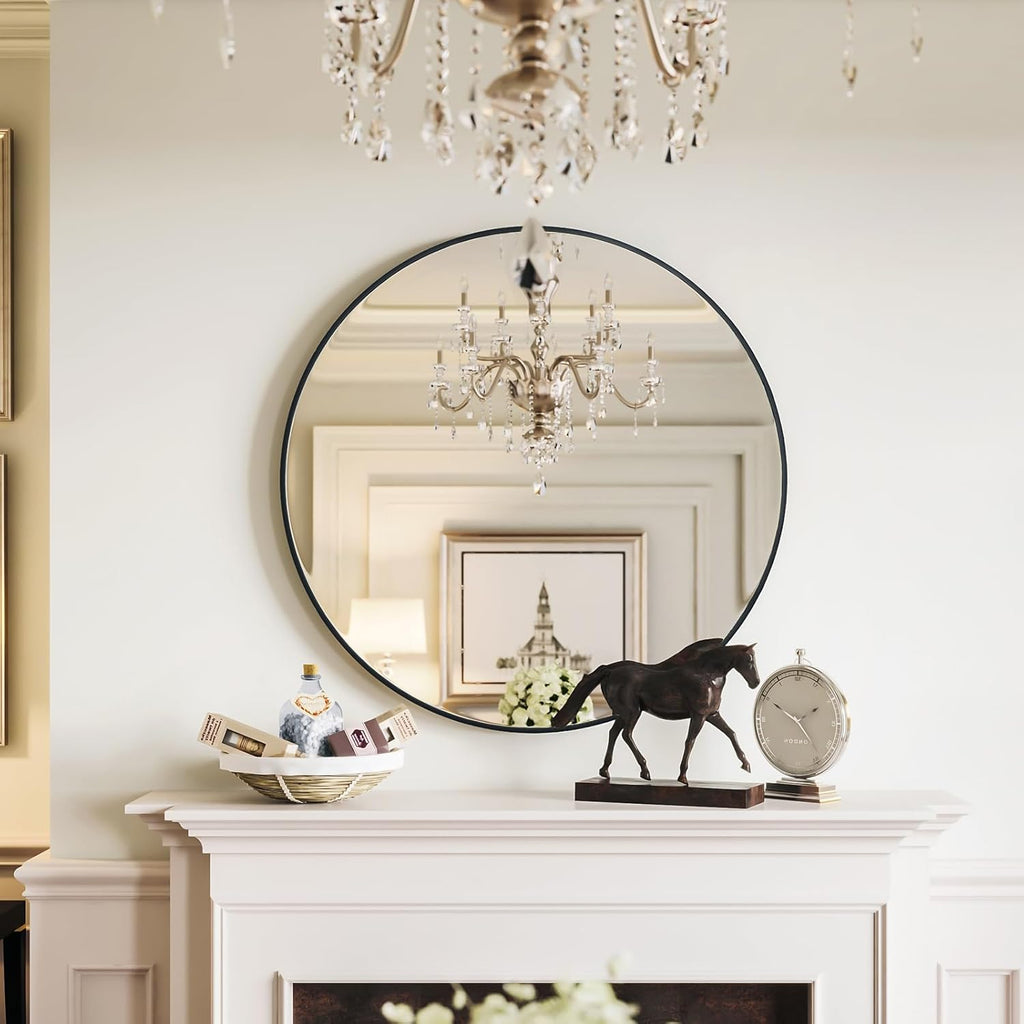 Black round Mirror 20 Inch Circle Mirror for Bathroom, Vanity, Bedroom, Home Decor