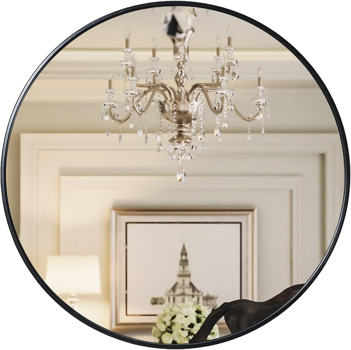 Black round Mirror 20 Inch Circle Mirror for Bathroom, Vanity, Bedroom, Home Decor