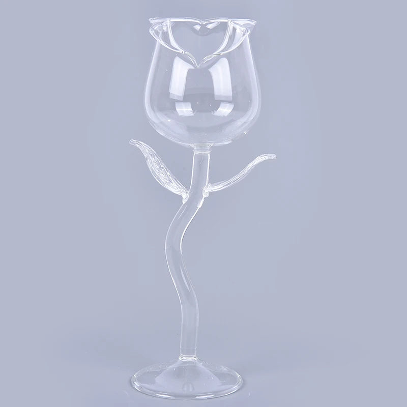 1Pc Wine Cocktail Glasses Home Wedding Party Barware Drinkware Gifts Creative Wine Glass Rose Flower Shape Goblet Lead-Free Red