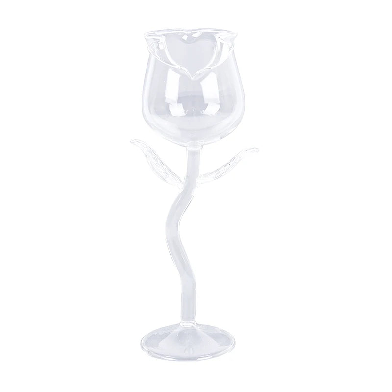 1Pc Wine Cocktail Glasses Home Wedding Party Barware Drinkware Gifts Creative Wine Glass Rose Flower Shape Goblet Lead-Free Red