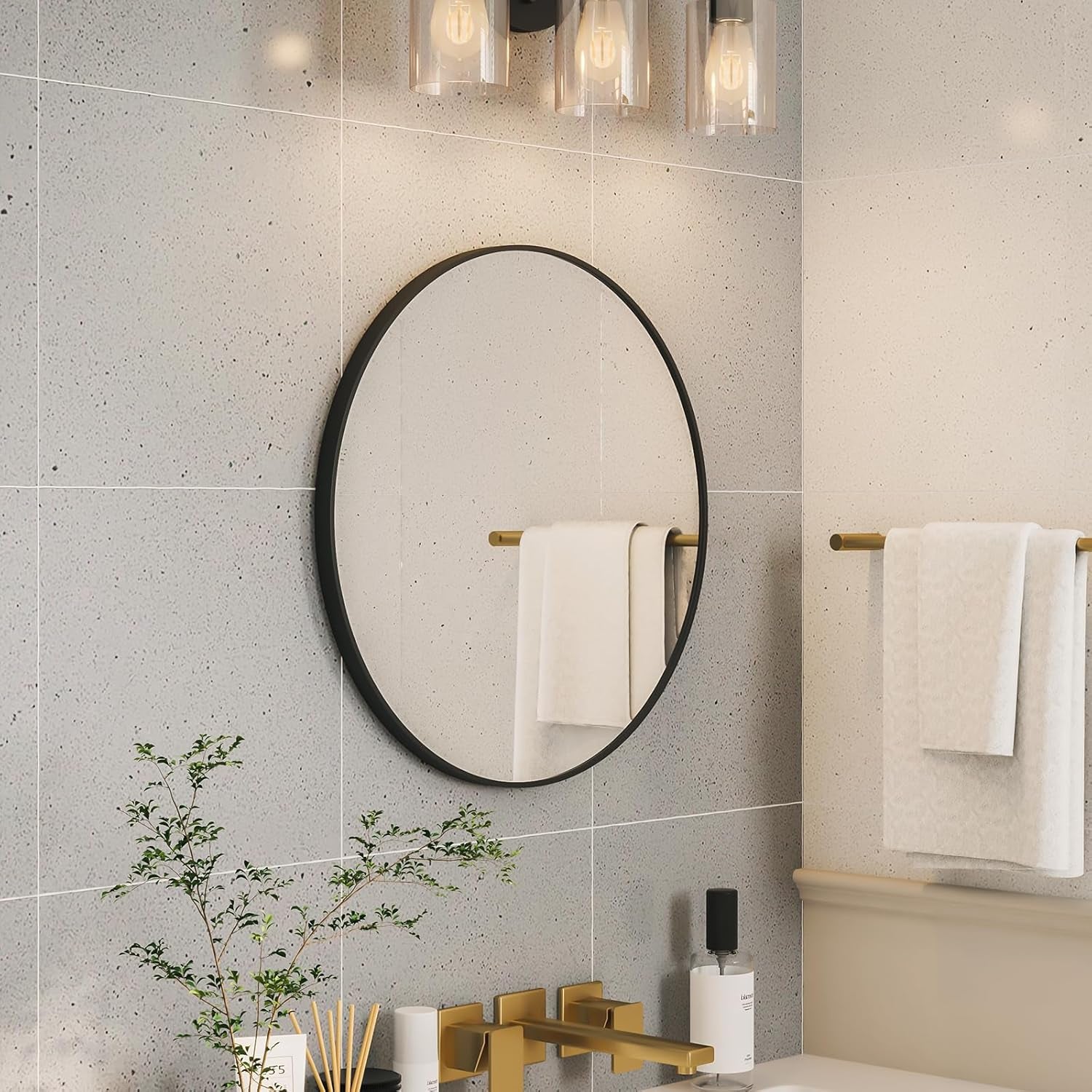 Black round Mirror 20 Inch Circle Mirror for Bathroom, Vanity, Bedroom, Home Decor