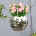 1Pc Unique Handcrafted Bohemian-Inspired Hanging Disco Mirror Ball Planter - Self-Watering, Space-Saving, Stylish Home Decor For